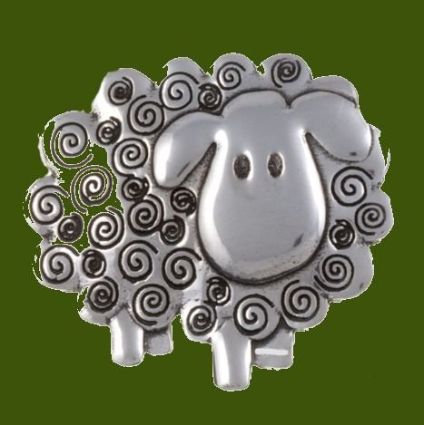 Image 0 of Swirly Sheep Animal Themed Antiqued Stylish Pewter Brooch