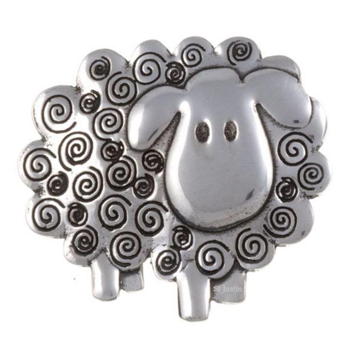 Image 1 of Swirly Sheep Animal Themed Antiqued Stylish Pewter Brooch