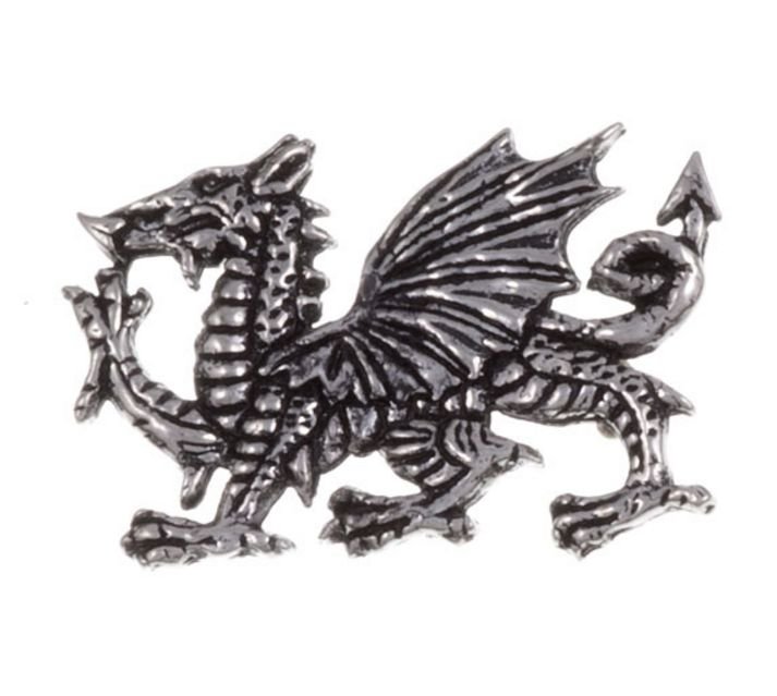 Image 1 of Welsh Dragon National Symbol Antiqued Stylish Pewter Brooch