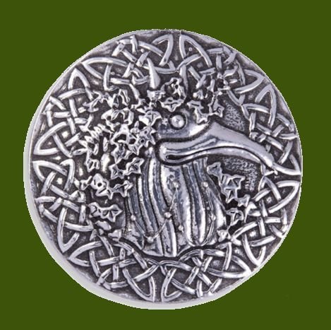 Image 0 of Montol Festival Old Ned Round Antiqued Stylish Pewter Brooch