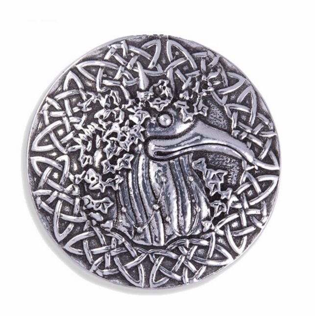Image 1 of Montol Festival Old Ned Round Antiqued Stylish Pewter Brooch