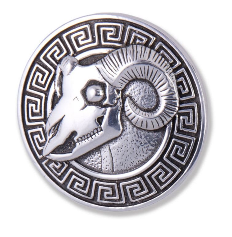 Image 1 of Montol Festival Ramesses Round Antiqued Stylish Pewter Brooch
