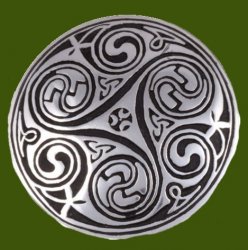 Celtic Triscele Kells Key Spiral Round Antiqued Stylish Pewter Brooch