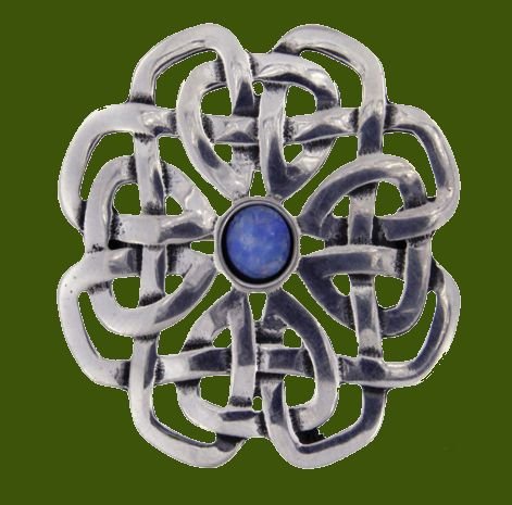 Image 0 of Opal Celtic Rose Open Knotwork Antiqued Stylish Pewter Brooch