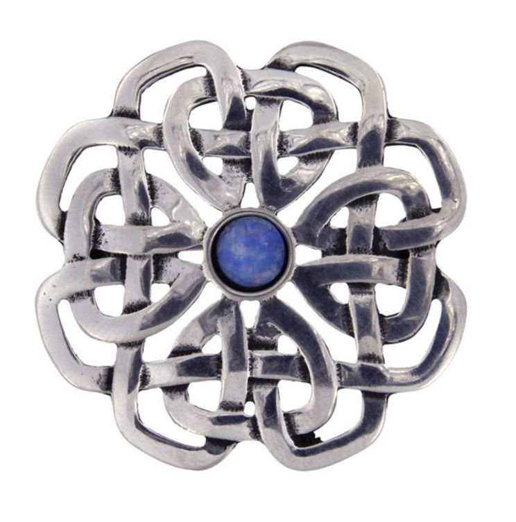 Image 1 of Opal Celtic Rose Open Knotwork Antiqued Stylish Pewter Brooch