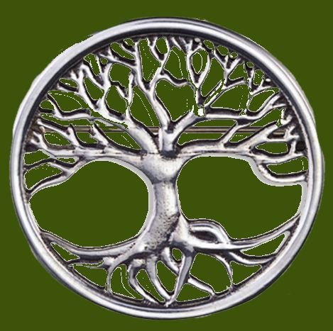 Image 0 of Tree Of Life Round Antiqued Stylish Pewter Brooch