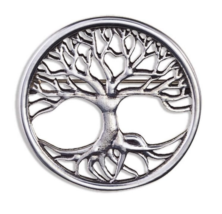Image 1 of Tree Of Life Round Antiqued Stylish Pewter Brooch