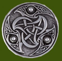 Celtic Triscele Interlacing Embossed Round Antiqued Stylish Pewter Brooch