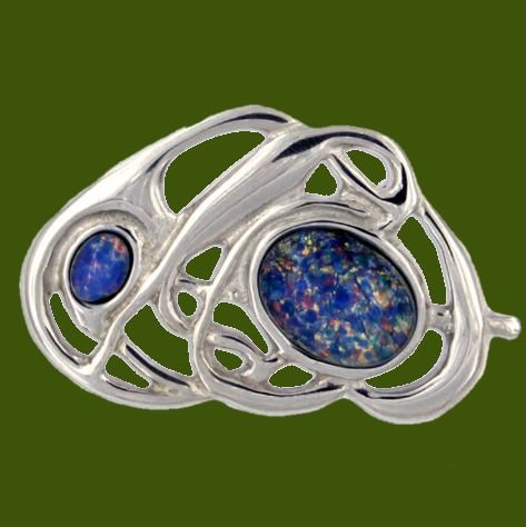 Image 0 of Opal Celtic Nouveau Open Knotwork Antiqued Stylish Pewter Brooch