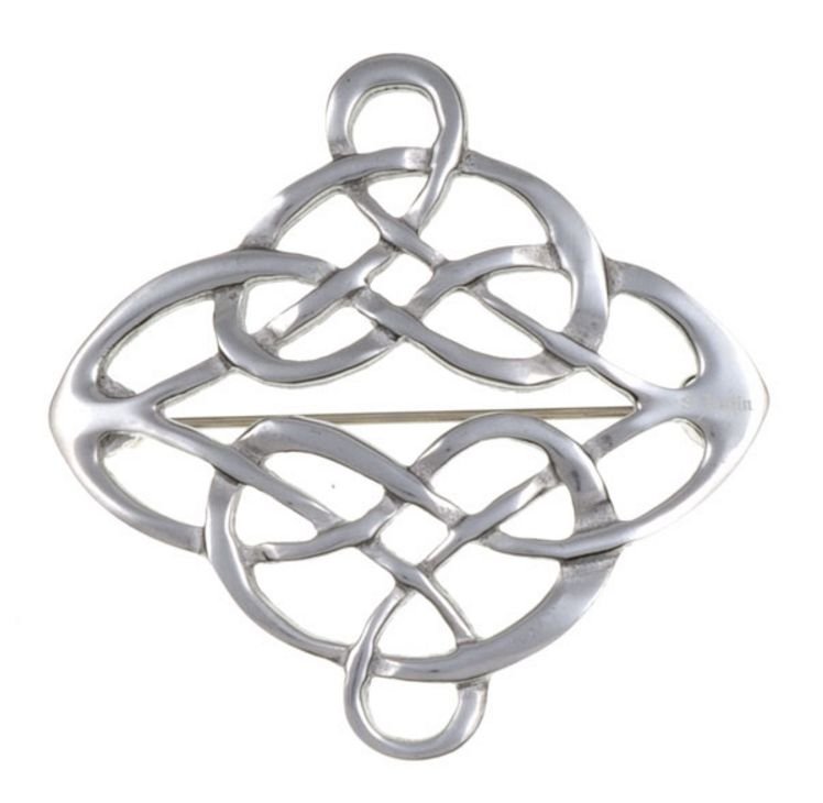 Image 1 of Celtic Entwined Linked Knotwork Antiqued Stylish Pewter Brooch