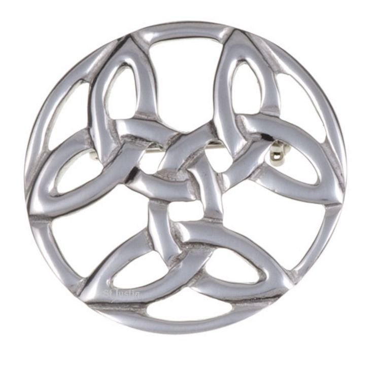 Image 1 of Endless Celtic Open Knotwork Round Antiqued Stylish Pewter Brooch