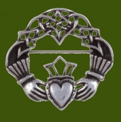 Claddagh Celtic Knotwork Antiqued Stylish Pewter Brooch