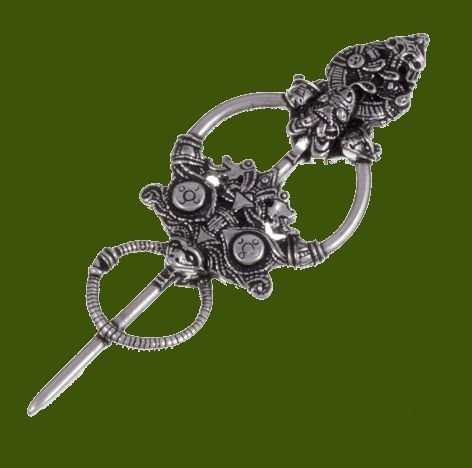 Image 0 of Viking Embossed Antiqued Stylish Pewter Annular Brooch