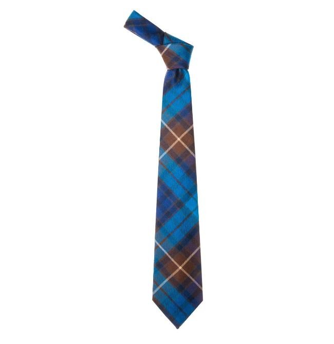 Image 1 of Buchanan Blue Modern Clan Tartan Lightweight Wool Straight Mens Neck Tie