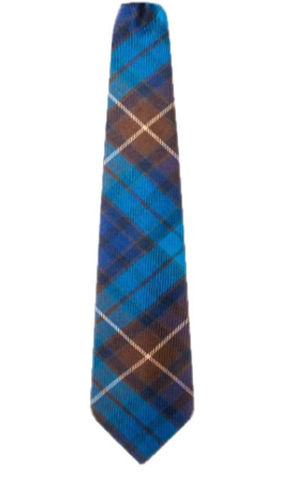 Image 3 of Buchanan Blue Modern Clan Tartan Lightweight Wool Straight Mens Neck Tie