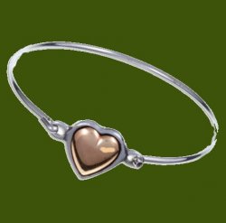 Copper Heart Pewter Framed Silver Plated Clip On Bangle