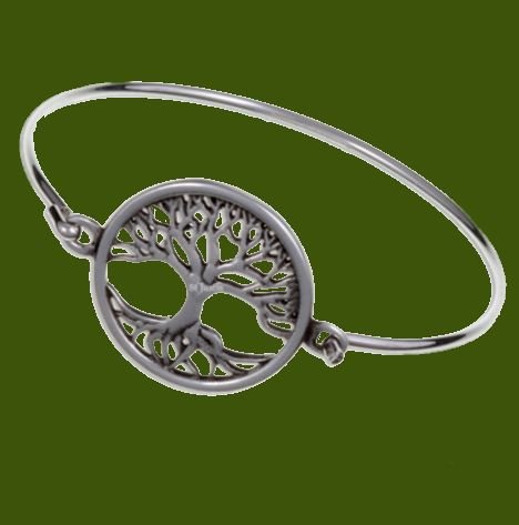 Image 0 of Tree of Life Pewter Framed Silver Plated Clip On Bangle