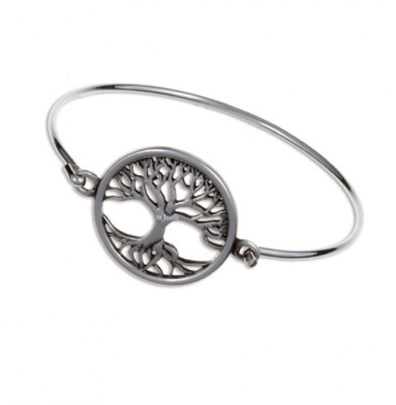Image 1 of Tree of Life Pewter Framed Silver Plated Clip On Bangle
