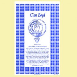 Boyd Clan Scottish Blue White Cotton Printed Tea Towel