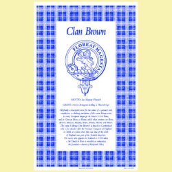 Brown Clan Scottish Blue White Cotton Printed Tea Towel