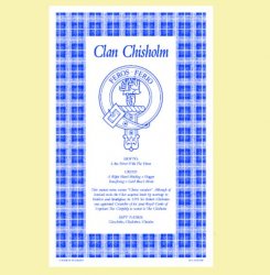 Chisholm Clan Scottish Blue White Cotton Printed Tea Towel