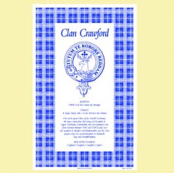 Crawford Clan Scottish Blue White Cotton Printed Tea Towel
