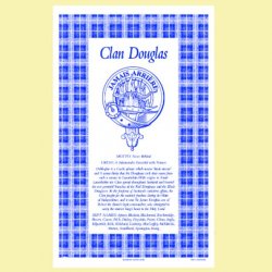 Douglas Clan Scottish Blue White Cotton Printed Tea Towel