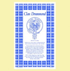 Drummond Clan Scottish Blue White Cotton Printed Tea Towel