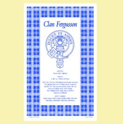 Fergusson Clan Scottish Blue White Cotton Printed Tea Towel