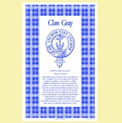 Gray Clan Scottish Blue White Cotton Printed Tea Towel
