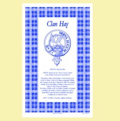 Hay Clan Scottish Blue White Cotton Printed Tea Towel