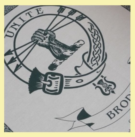 Image 0 of Brodie Clan Cloot Crest Unbleached Cotton Printed Tea Towel