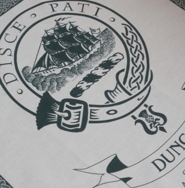 Image 1 of Duncan Clan Cloot Crest Unbleached Cotton Printed Tea Towel