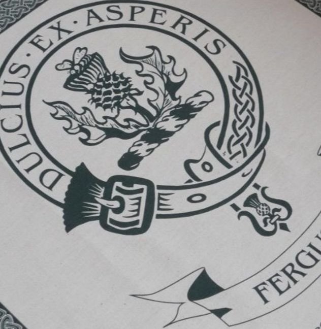 Image 1 of Ferguson Clan Cloot Crest Unbleached Cotton Printed Tea Towel