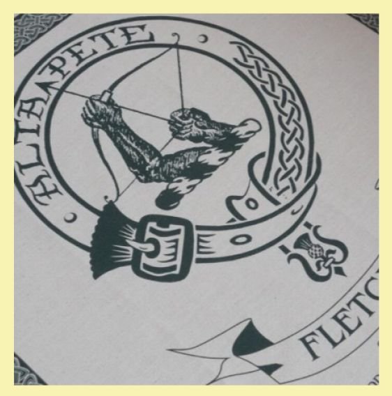 Image 0 of Fletcher Clan Cloot Crest Unbleached Cotton Printed Tea Towel