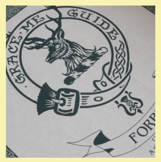 Image 0 of Forbes Clan Cloot Crest Unbleached Cotton Printed Tea Towel