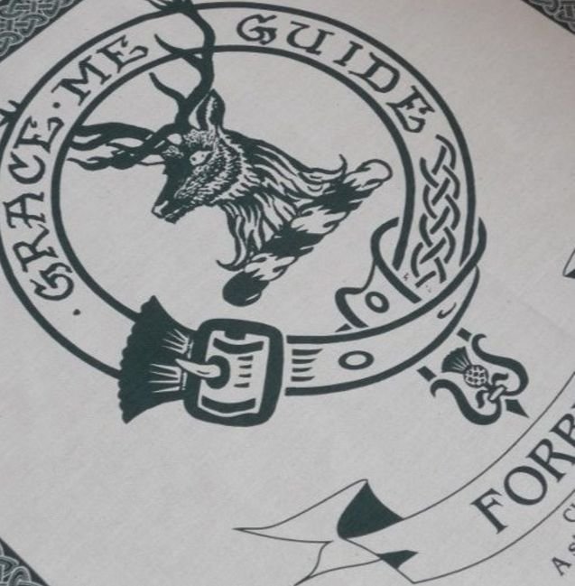 Image 1 of Forbes Clan Cloot Crest Unbleached Cotton Printed Tea Towel