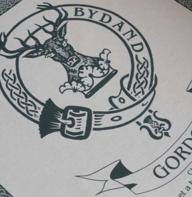 Image 1 of Gordon Clan Cloot Crest Unbleached Cotton Printed Tea Towel