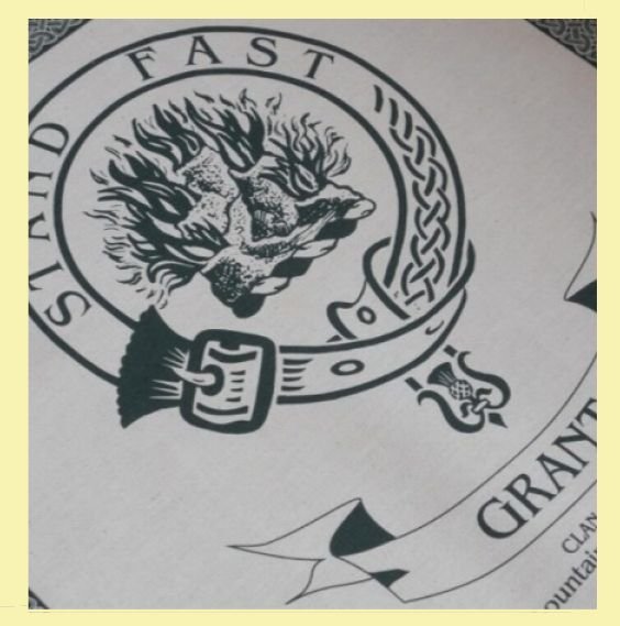Image 0 of Grant Clan Cloot Crest Unbleached Cotton Printed Tea Towel