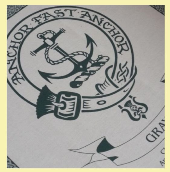 Image 0 of Gray Clan Cloot Crest Unbleached Cotton Printed Tea Towel