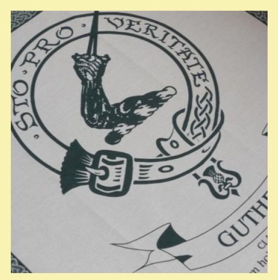 Image 0 of Guthrie Clan Cloot Crest Unbleached Cotton Printed Tea Towel