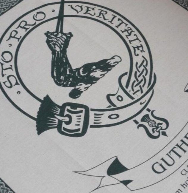 Image 1 of Guthrie Clan Cloot Crest Unbleached Cotton Printed Tea Towel
