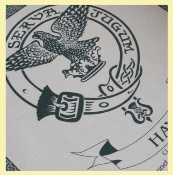 Image 0 of Hay Clan Cloot Crest Unbleached Cotton Printed Tea Towel