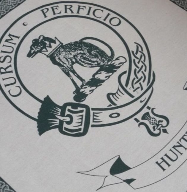 Image 1 of Hunter Clan Cloot Crest Unbleached Cotton Printed Tea Towel