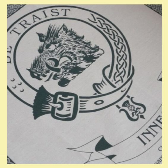 Image 0 of Innes Clan Cloot Crest Unbleached Cotton Printed Tea Towel