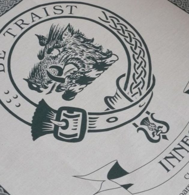 Image 1 of Innes Clan Cloot Crest Unbleached Cotton Printed Tea Towel