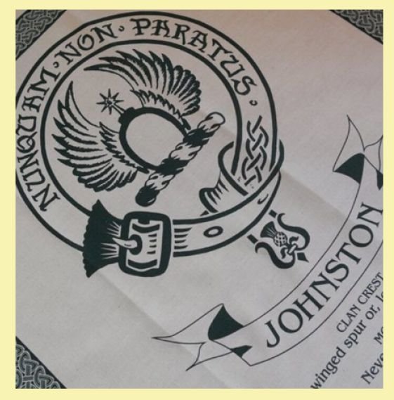 Image 0 of Johnston Clan Cloot Crest Unbleached Cotton Printed Tea Towel