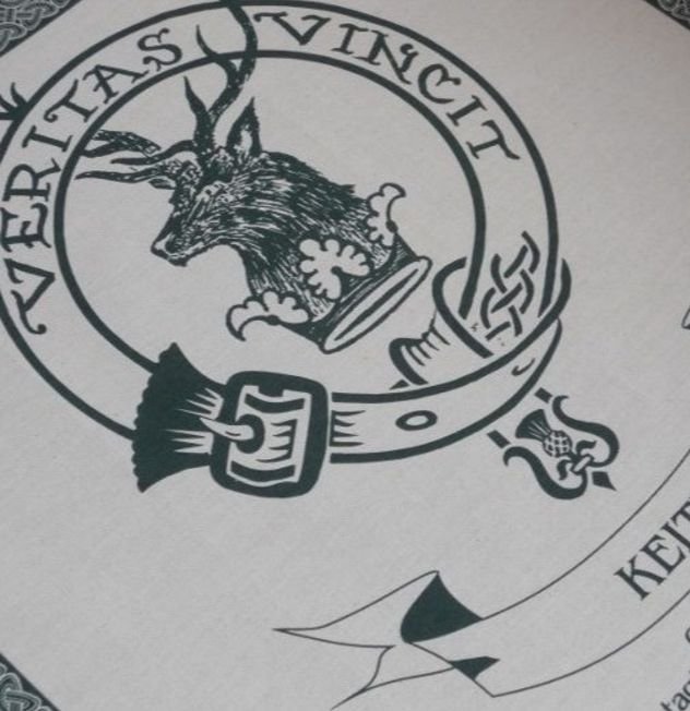 Image 1 of Keith Clan Cloot Crest Unbleached Cotton Printed Tea Towel