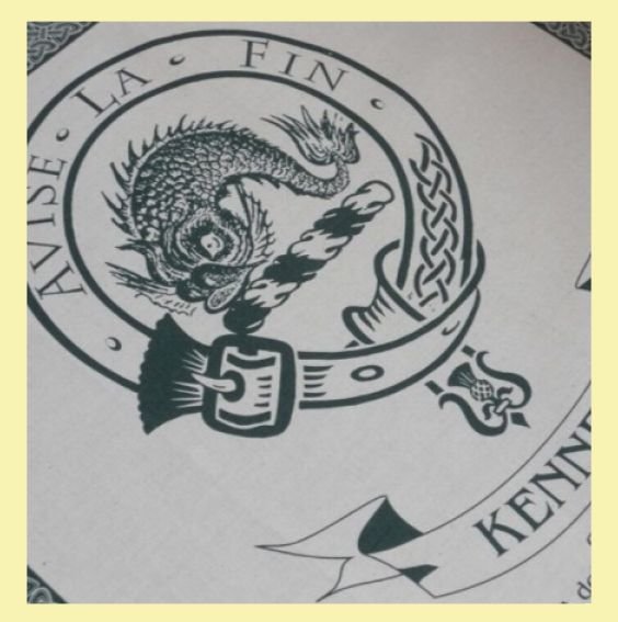 Image 0 of Kennedy Clan Cloot Crest Unbleached Cotton Printed Tea Towel