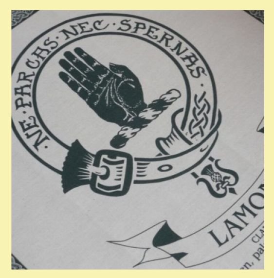 Image 0 of Lamont Clan Cloot Crest Unbleached Cotton Printed Tea Towel